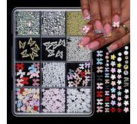 12 Grids Butterfly Strawberry Heart Nails Art Decorations Pet Materials Mixed Design for Manicure Mixed Heart Nails Decorations