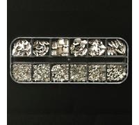 12 Grids Clear Mixed Sizes Nail Art Rhinestones Crystal 3D Glitter Non Hotfix Diamond Decoration Nail Parts Accessories-Clear