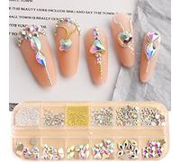 12 Grids Flat Back Nail Parts Accessories Rhinestones For Manicure Round Crystal Stones Decorations Flat Back Crystals For Jewelry Making Art Decoration Set