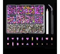 12 Grids Flat Bottom Nails Rhinestones Mix Styles Nails Crystal Charm Special-Shaped Nails Charm Nails Art Decorations