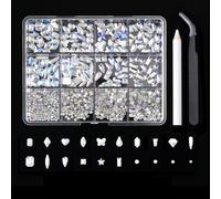 12 Grids Flat Bottom Nails Rhinestones Mix Styles Nails Crystal Charm Special-Shaped Nails Charm Nails Art Decorations