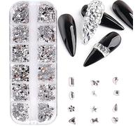 12 Grids Luxury 3D Nail Studs Nail Rhinestones Nail Art 3D Rhinestones Crafts Diamonds Crystal Jewels Stones 3d Nail Jewelry Nail Art Rhinestones Diamond Crystal 3d Nail Nail