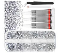 12 Grids Mix Nails Art Rhinestones with Highly Refractions Resin Jewels Set for Gradient Fingertips Blob Studs