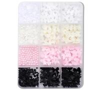 12 Grids Mixed Shape Nails Art Charms 3D Bows Nail Charms Pearls Cute Bowknot Nails Art Decorations for Acrylic