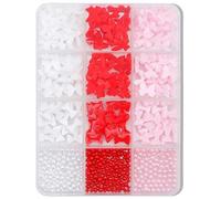 12 Grids Mixed Shape Nails Art Charms 3D Bows Nail Charms Pearls Cute Bowknot Nails Art Decorations for Acrylic