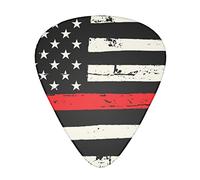 12 Guitar Pick Set Guitar Retro Vintage American Thin Red Line Flag Plectrums For Every Guitarist Picks Sized 0.46, 0.71, 0.96 mm For Electric Guitar, Acoustic Guitar And Bass