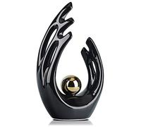 12" H Black Gold Aesthetic Room Decor Accent, TV Stand Funky Table Centerpiece, Abstract Art Ceramic Statue and Sculpture, Black Decor for Living Room, Bookshelf Decorative Objects, Shelf Decor