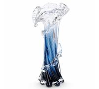 12" H Blue Blown Glass Vase, Modern Art Hand Blown Coastal Vase,Beautiful Unique Ocean Wave Centerpieces for Living Room, Bedroom, Office Desktop,Coffee Table and Wedding Decorative (L)