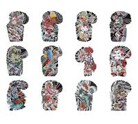 12 Half-Arm Temporary Tattoo Stickers, Traditional Chinese Tattoos, Waterproof And Sweatproof, Full-Arm Temporary Large-Format Tattoos