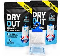 12 Hanging wardrobe dehumidifier bags - interior moisture absorbing traps - 180g hanging bags - damp, condensation, mould, mildew control crystals for home, car, caravans, boats.