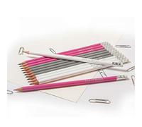 12 HB Round Graphite Pencils Personalised with Name Premium Quality German Made Pencils (Mix PINK/WHITE/GREY)