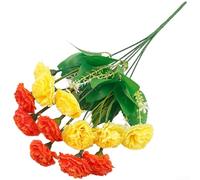 12 Head Artificial Carnation Bouquet Crafted from Silk for Wedding Vase Fillers Home Decor Shelf Floral Accent Setup (Orange-yellow)
