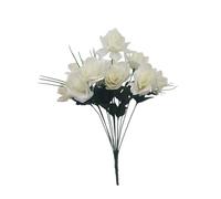 12 Heads Stems Artificial silk Flowers openRose Bunch Wedding Home Grave Outdoor 47cm Height Avilable in 7 colours (Cream)