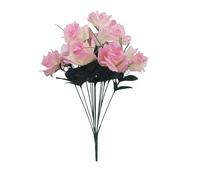 12 Heads Stems Artificial silk Flowers openRose Bunch Wedding Home Grave Outdoor 47cm Height Avilable in 7 colours (Pink)