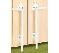 12" Heavy Duty Cane Bolt Gate Drop Rod Hardware Ground Latch for Wood PVC Vinyl Metal Fences Gates, Double Doors, White Solid Steel -2 Pack