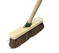12" Heavy-Duty Outdoor Garden Broom with Durable Support Bracket, 120cm Wooden Handle, Hard Natural Bristles for Yard Sweeping
