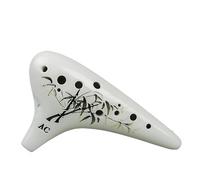 12-Hole Alto C Ocarina, Premium Ceramic Musical Instrument for Beginner and Professional Performance, AC-Ocarinas porcelain(White Painting A 12-hole AC)