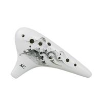 12-Hole Alto C Ocarina, Premium Ceramic Musical Instrument for Beginner and Professional Performance, AC-Ocarinas porcelain(White Painting 12-hole AC)