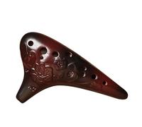 12-Hole Alto C Ocarina, Premium Ceramic Musical Instrument for Beginner and Professional Performance, AC-Ocarinas porcelain(Brown with flowers 12-hole AC)