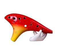 12 Hole Ceramic Ocarina Alto C Key Tone Flute Gradient Chinese Professional Music Instrument (Color : Crimson)