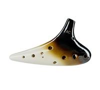 12-Hole Kiln Black and White Ocarina Instrument Twelve-Hole AC/AF/SC/BC Ocarina Musical instrument pottery flute (Color : Ac)