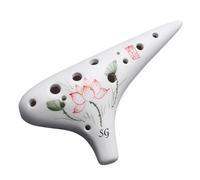 12-hole SG Treble G-tone Twelve-hole Professional Crackle Smoked Entry-level Beginner Playing Ocarina(White 1)