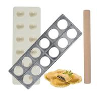12 Holes Ravioli Maker Square Ravioli Mould with Rolling Pin, Easy to Use Ravioli Tray Dumpling Mold Set Makes 12 Raviolis at a Time, Homemade Ravioli Press for Quick Making Dumpling