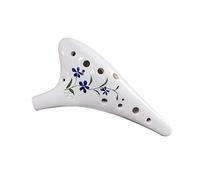 12 Holes Round Head Ceramic Ocarina Alto C Hand Painted Musical Instrument with Lanyard Music Score Protective Bag For Music Lover and Learner