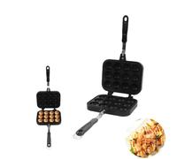 12 Holes Takoyaki Grill Pan, Waffle Maker Pan Non Stick Takoyaki Pan Aluminum Plate Takoyaki Maker Cooking Baking Mold Octopus Ball Grill Maker with Handle Home Kitchen Accessories(Black), 37x19.3cm
