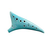 12 Holes Warped-tail Ceramic Ocarina Alto C Hand Painted Musical Instrument with Lanyard Music Score Protective Bag For Music Lover and Learner