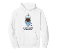 12 Hour Shift Survivor Funny Nurse Iced Coffee Hospital Pullover Hoodie