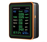 12-in-1 Air Quality Monitor PM2.5 PM10 Particle Counter with Alarm, TFT Display for TVOC Temperature Humidity Detection in Home Office(MT22 Black)