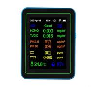 12 in 1 Air Quality with CO TVOC PM2.5 PM10 HCHO AQI Humidity Detection, Indoor Outdoor Air Pollution Tester, Black(White)
