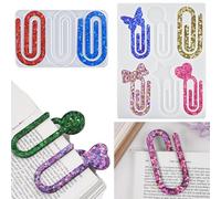 12-in-1 Animal Paperclip Mold Kit,Chicken/Bat/Cat/Dog/Paw & Rabbit/Shark/Bird Silicone Molds for Resin Bookmark Clips,2025 New Quick Release DIY Gifts (9-in-1,Paperclip)