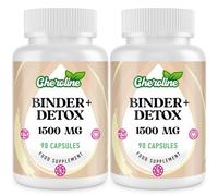 12-in-1 Binder Detox Capsules 1500mg, High Strength Gut & Liver Detox Cleanse, with Activated Charcoal, Highly Absorbable Full Body Detox, Vegan & Natural (90 Count (Pack of 2))