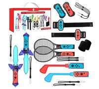12 in 1 Kit for Switch & Switch OLED: Joy Con Grips for Mario Golf Super Rush, Wrist Dance Bands & Leg Straps, Comfortable Grip Case and Tennis Rackets