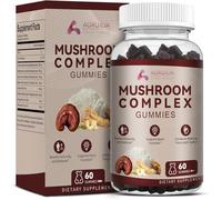 12-in-1 Mushroom Gummies with Lion's Mane, Reishi, Chaga, Maitake, Ginseng, Shiitake for Focus, Immunity & Mood, Vegan Mushroom Complex Supplement with Ashwagandha and Black Pepper- 60 Gummies