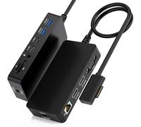 12-in-1 New Surface Dock, Triple Displays Support Dual HDMI+VGA Docking Station with Power Adapter for Microsoft Surface Pro 12/11/10/9/8/X/7/6/5/4/3, Surface Laptop 7/6/5/4/3/2/1, Book and Go