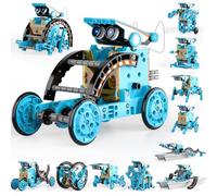 12-in-1 STEM Solar Robot Kit for Kids Age 8-12, DIY Educational Science Building Toys with Power/Battery Operation, Robotic Engineering Set for Boys Girls Teens (Light Blue)