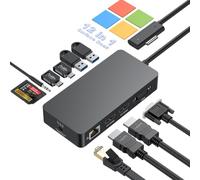 12-in-1 Surface Docking Triple Display Dual HDMI+VGA,72W Power | Surface Dock with 2*HDMI+VGA Works with Microsoft Surface Devices for Surface Pro 12/11/10/9/8/X/7/6/5/4, Surface Laptop/Go