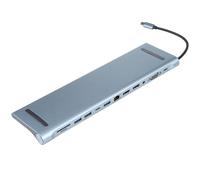 12-in-1 Type-C Docking Station USB-C Hub Adaptor with 4K HDMI Display 1080P VGA 87W USB-C PD3.0 Power Delivery USB-C Data Transfer Port RJ45 Network Port 3.5mm Audio Jack 1*USB 3.0 for PC Laptop