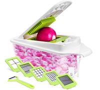 12 in 1 Vegetable Chopper Vegetable Dicer Multifunctional Vegetable Cutter Salad Chopper Onion Chopper Potato Cutter Onion Dicer Veg Dicer Veg Chopper with Container, Peeler, Cleaning Brush