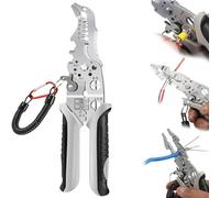 12 in 1 Wire Stripper with Elbow, 7.5-inch Multifunctional Wire Stripper Crimper Cable Cutter Pliers, Electrician Hand Tools Professional Wire Stripping Tool Electric Wire Stripper Tool