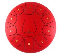 12 Inch 11 Notes Steel Tongue Drum, With Hammer, Drumstick And Bracket, Rubber Finger Sleeve, Travel Bag, For Camping Yoga Meditation Music Therapy (Color : Red)