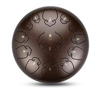 12-Inch 13-Note Steel Tongue Drum - Lotus Hand Pan Percussion Instrument with Mallets & Carry Bag - Red Bronze Color for Music Therapy & Meditation