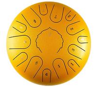 12 Inch 13 Notes Steel Tongue Drum, C Key Percussion Instrument Handpan Alloy Steel Tongue Drum Kit, For Children's Music Enlightenment/Yoga Meditation (Color : Gold)