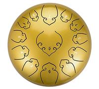 12 Inch 13 Notes Steel Tongue Drum, C Key Percussion Instrument With Sticks, Finger Sets, Carry Bag And English Tutorial, For Meditation, Music Therapy (Color : Gold)