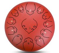 12 Inch 13 Notes Steel Tongue Drum, C Key Percussion Instrument With Sticks, Finger Sets, Carry Bag And English Tutorial, For Meditation, Music Therapy (Color : Red)