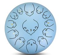 12 Inch 13 Notes Steel Tongue Drum, C Key Percussion Instrument With Sticks, Finger Sets, Carry Bag And English Tutorial, For Meditation, Music Therapy (Color : Blue)