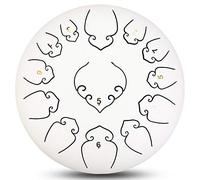 12 Inch 13 Notes Steel Tongue Drum, C Key Percussion Instrument With Sticks, Finger Sets, Carry Bag And English Tutorial, For Meditation, Music Therapy (Color : White)